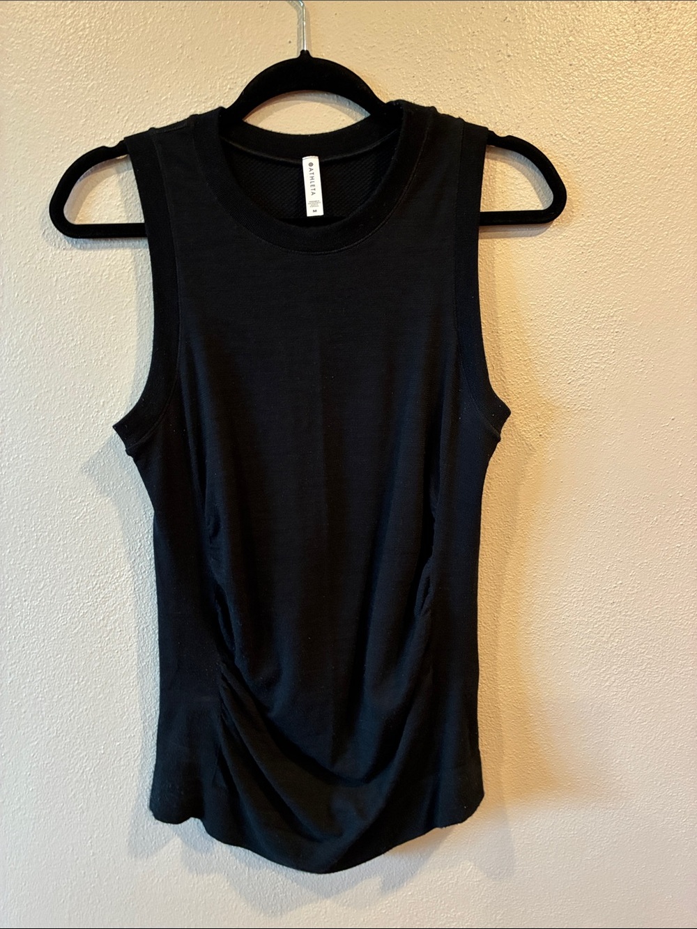 Athleta Black Sleeveless rouched black tank